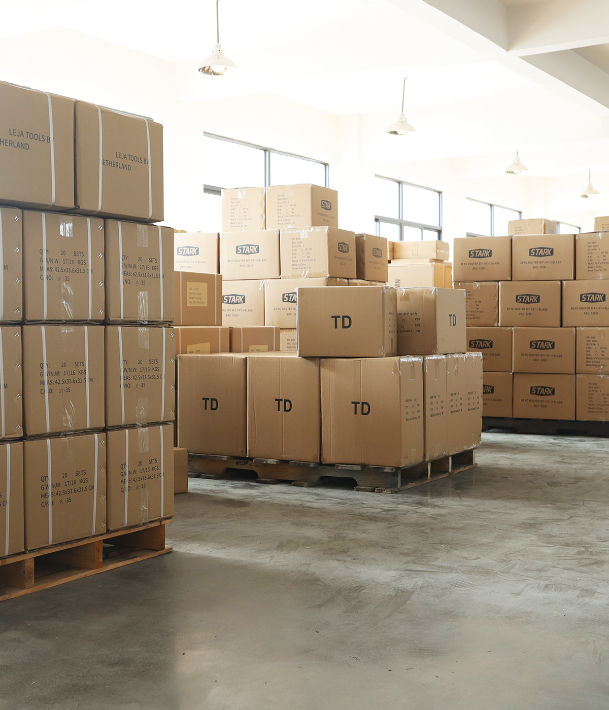 Large warehouse inventory of professional cutting tools storage