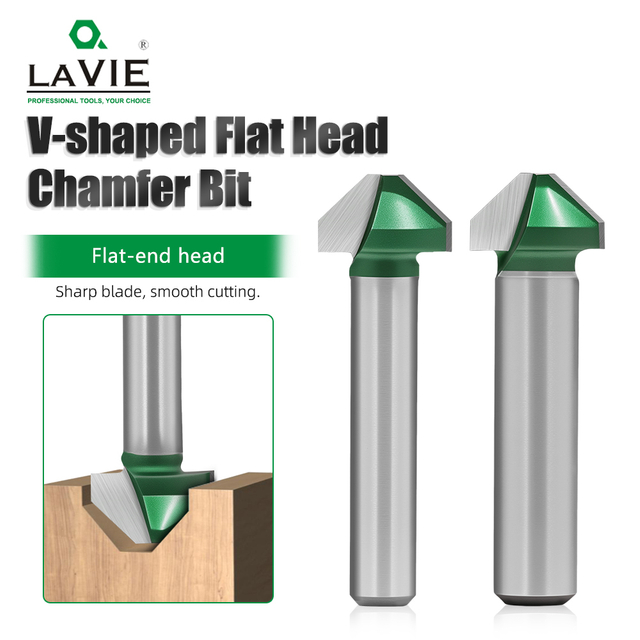90° V-Groove Router Bit Flat Head Chamfering