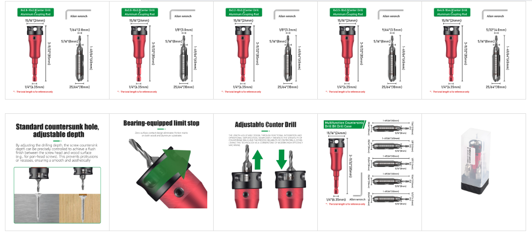 Adjustable Counterbore Drill Bit Furniture Hinge Installation