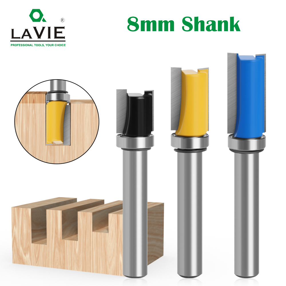 8mm Shank Flush Trim Router Bit Pattern Bit Top Bottom Bearing 1/2" Blade Template Wood Milling Cutter Carpenter