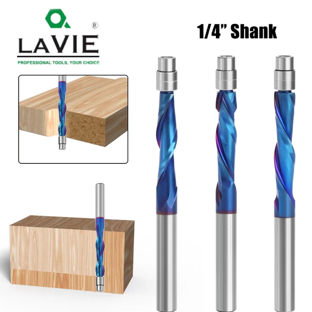 1/4 pattern blue-plated overall alloy trimming knife carving milling cutter overall alloy hard alloy cutter woodworking milling cutter