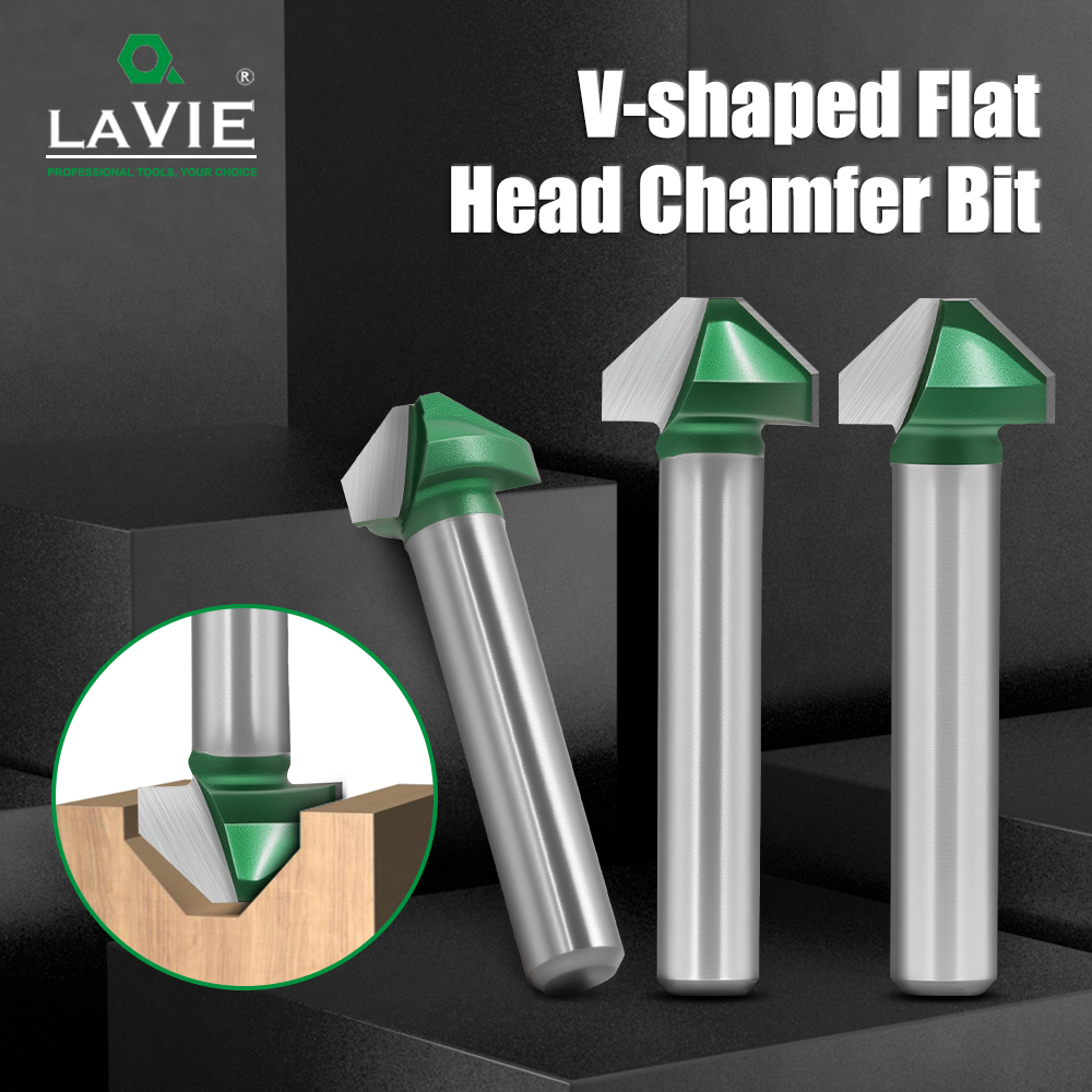 Flat-Angle V-shaped Router Bits