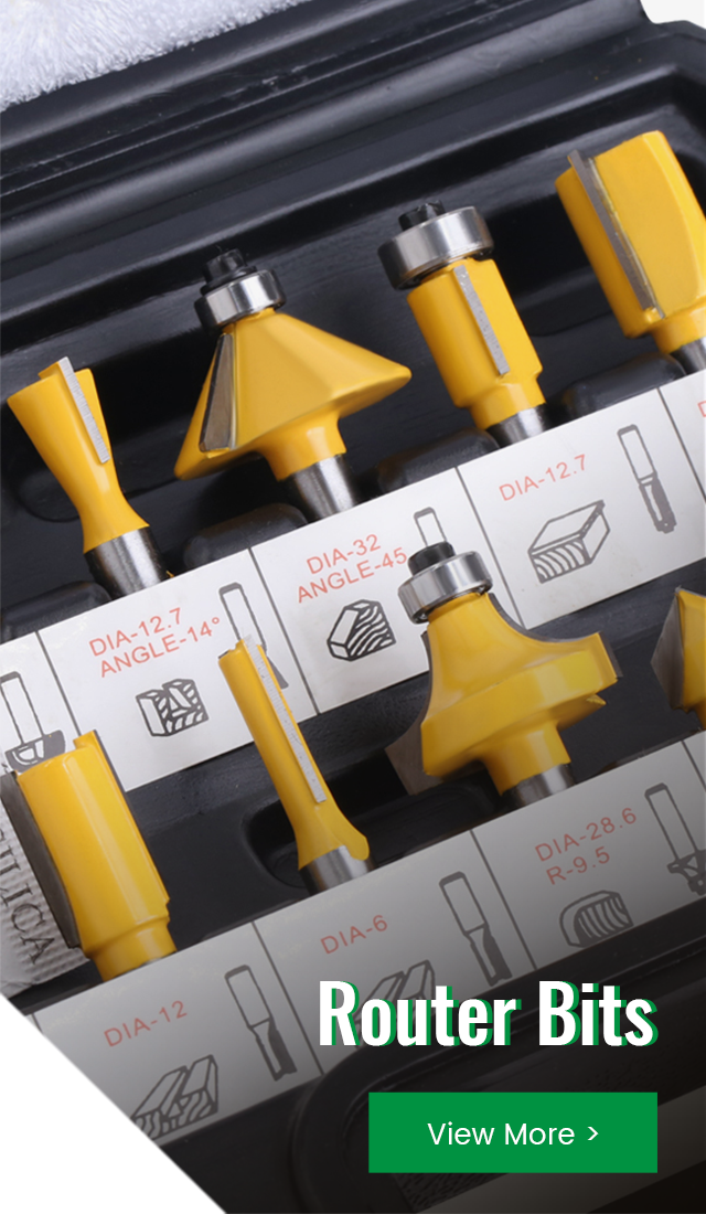 Professional woodworking router bits set with various profiles