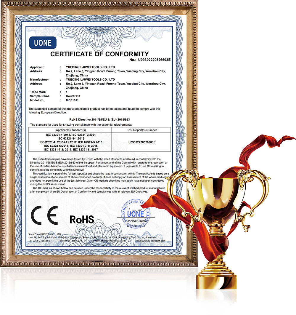 LAIWEI Tools CE certification and quality standard trophy