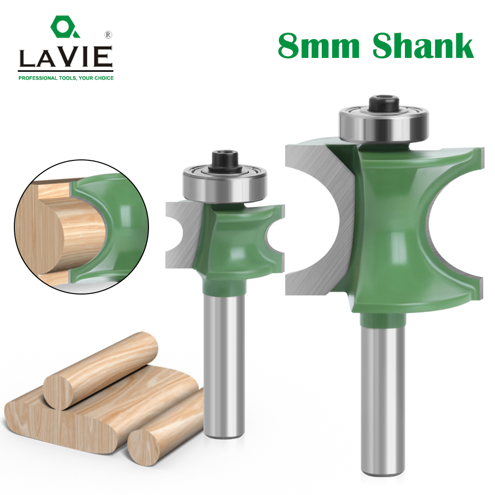 8mm Shank Bullnose Half Round Bit Endmill Router Bits Wood 2 Flute Bearing Woodworking Tool Milling Cutter