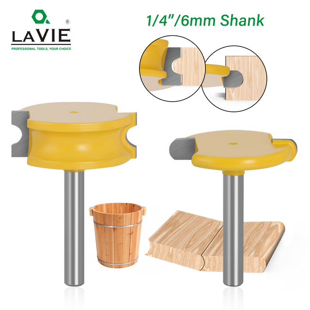 2pcs 6mm 1/4" Shank Flute and Bead Router Bit Arc Woodwork T-Shaped Tenon Bits Slotting Router Bit Set Milling Cutter for Wood