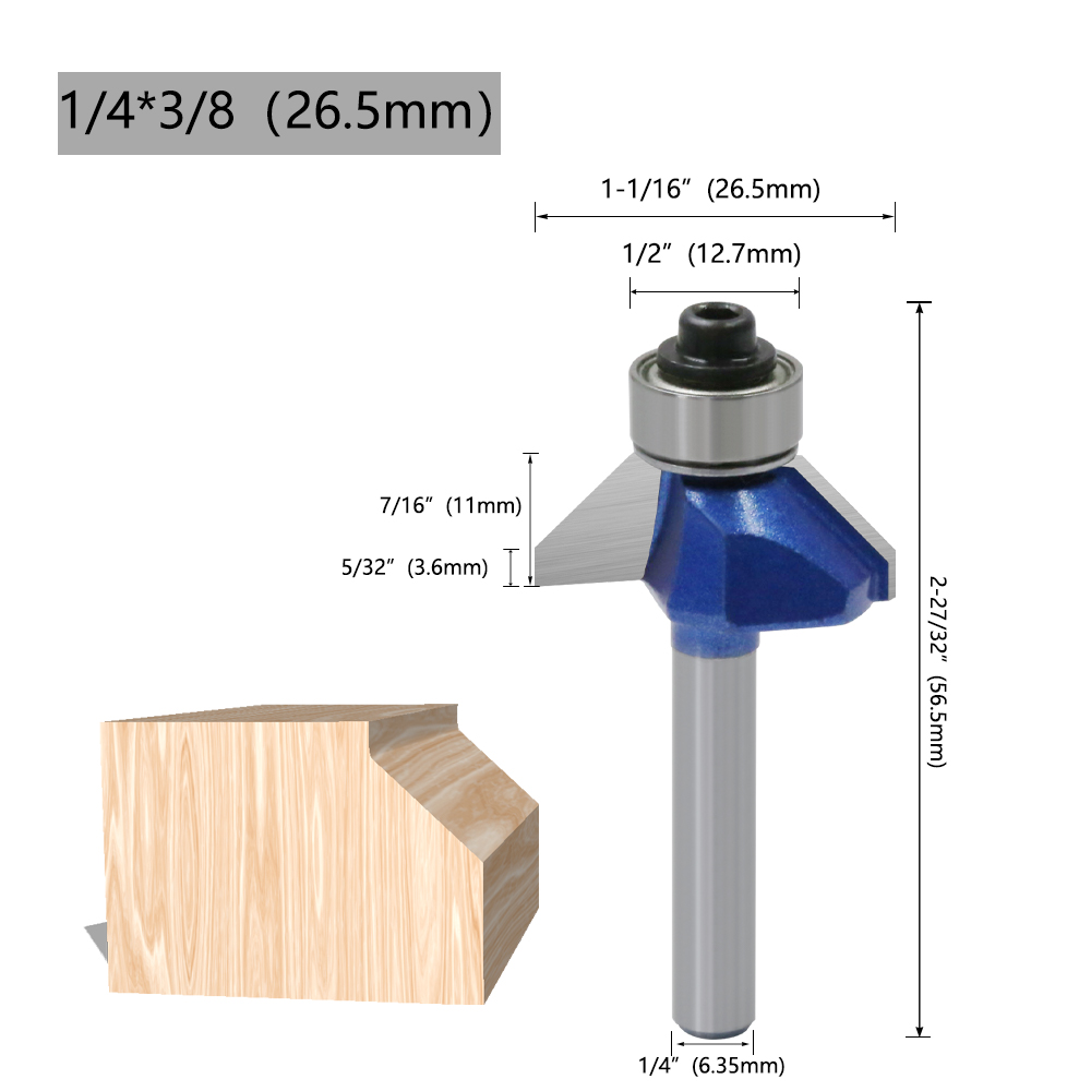 45° Chamfer Bit 6.35x26.5mm