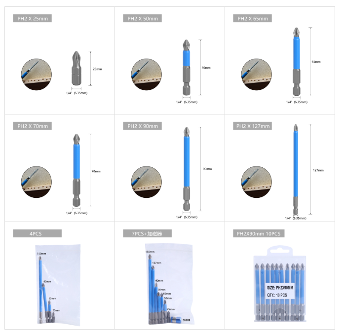 Anti-Slip PH2 Screwdriver Bits S2 Steel Assembly