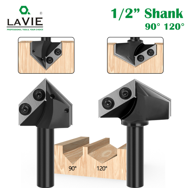 1PCS 90 Degree 120 Degree V-Shaped Milling Cutter Engraving Router Bit For Wood 12.7mm End Mill For Wood Slotting